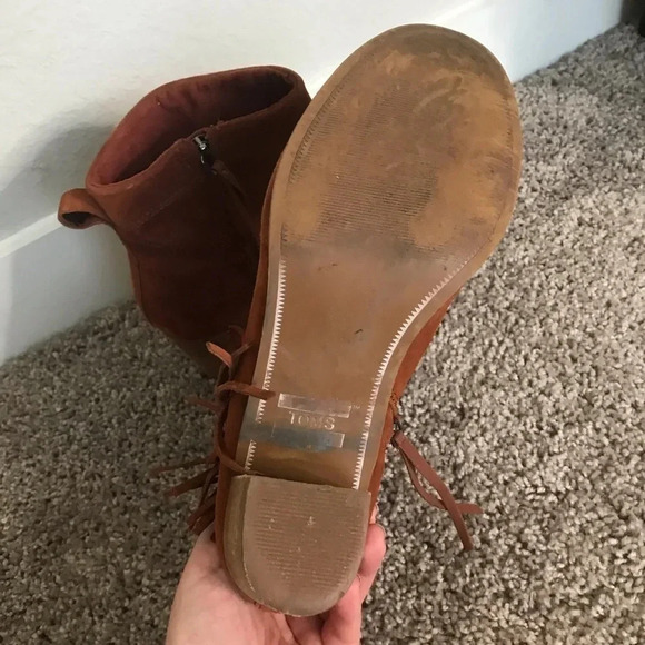 Toms Fringed Lunata Cognac Suede Ankle Booties - Picture 7 of 10